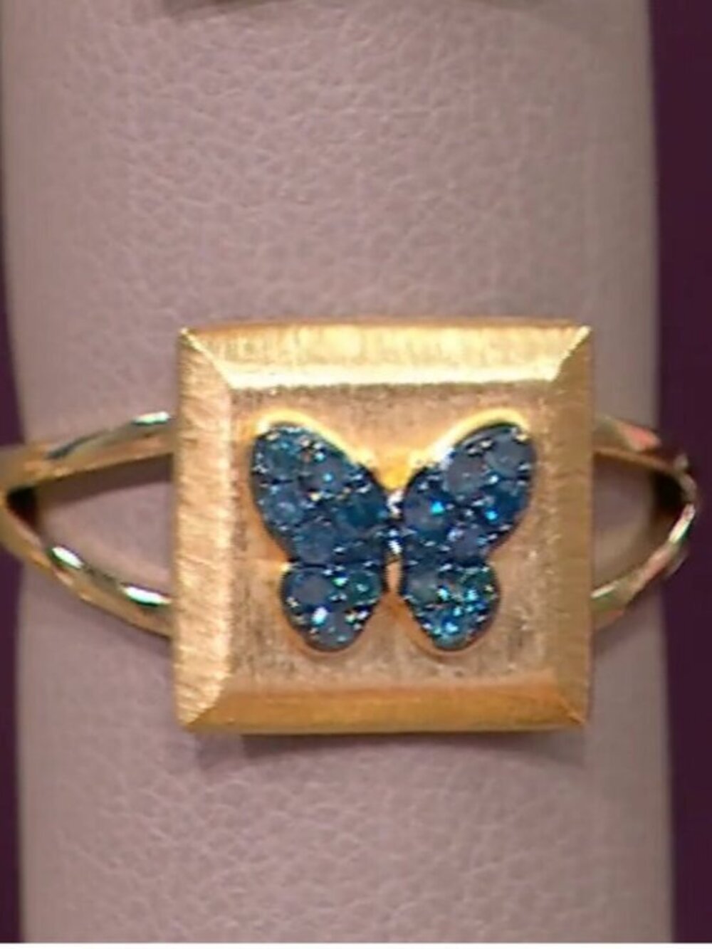 Rarities Carol Brodie Genuine .15 ctw Blue Diamond Talisman Butterfly Ring 7 NWT
